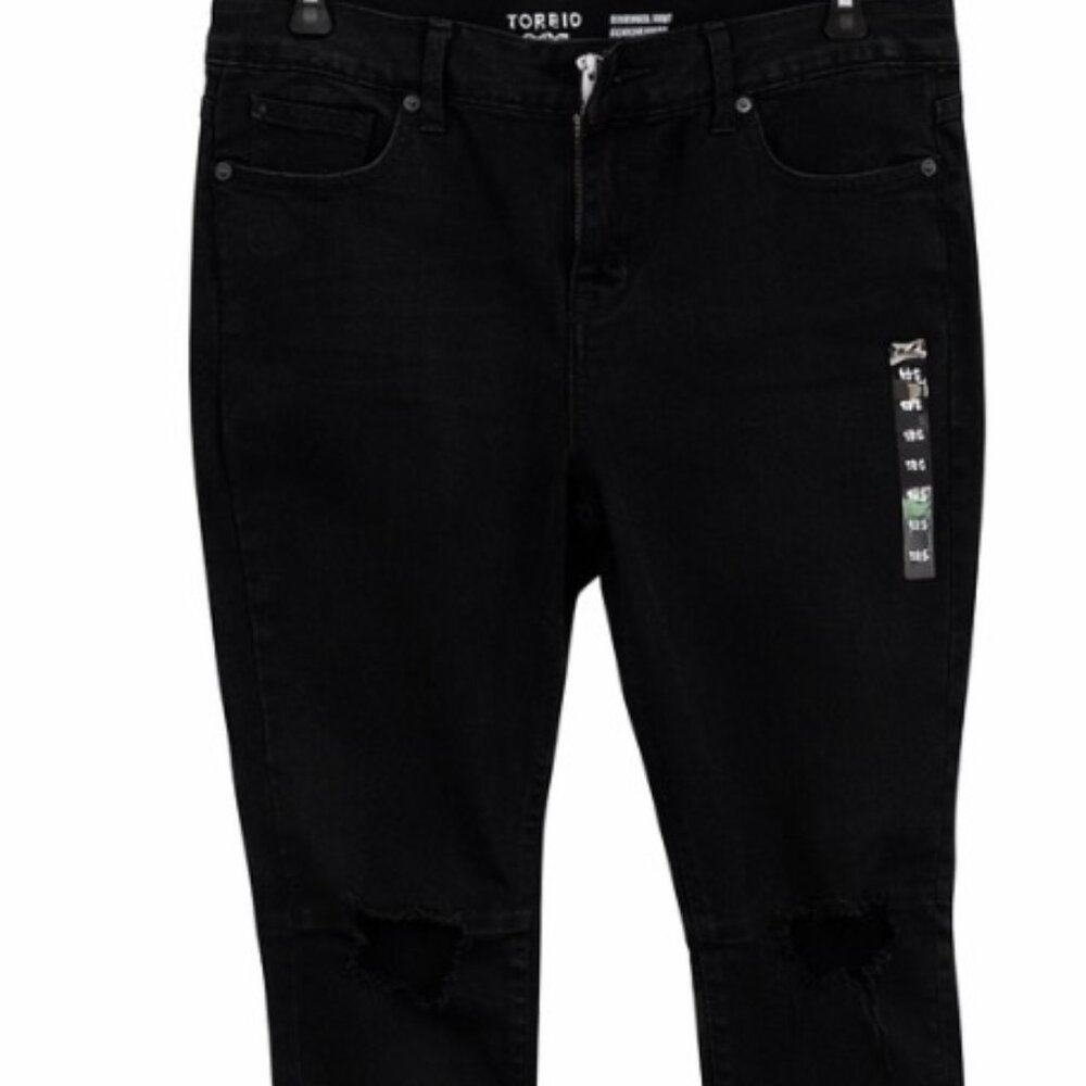 NEW WITH TAGS Torrid Bombshell Skinny Jeans Size 18S BLACK Wash 👖✨FAUX RIPS